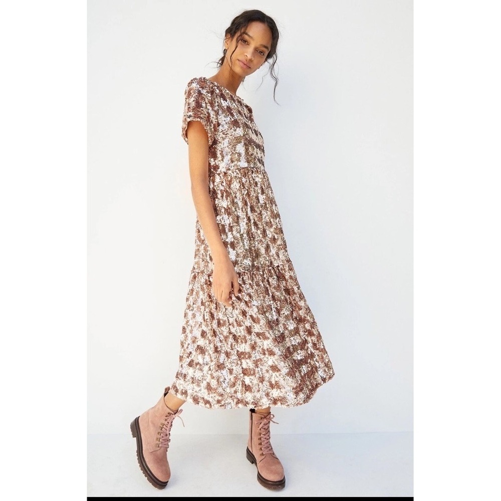 New Anthropologie Maeve Bernadette Sequined Midi Dress Size S MSRP: $228